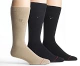 Tommy Hilifiger Men's Dress Crew Socks, Black/Khaki/Navy, 3-Pack