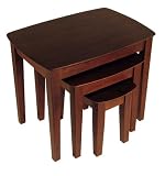 FTS - Art Deco Round -3- Piece Set Nesting Table Antique Walnut Finish 136-190-24