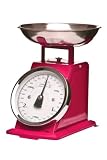 Premier Housewares 3 kg Retro Style Kitchen Scale with Stainless Steel Bowl, Hot Pink