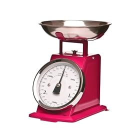Premier Housewares 3 kg Retro Style Kitchen Scale with Stainless Steel Bowl, Hot Pink