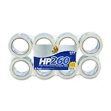 Duck Brand HP260 High Performance Grade Packaging Tape, 1.88" x 60 Yards, 3.1 Mil, Crystal Clear, 6-Pack + 2 Bonus Rolls (1067839)