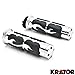 Krator HG007A Hand Grip (Chrome & Rubber Billet Hand Grips Black Flame Set Fits Harley Cruisers Choppers)