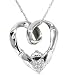 Claddagh Real Diamond Pave Pendant Necklace Solid 14K White Gold Womens Irish
