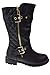 Link Mango-31 Girls Kids Round Toe Military Lace Up Knit Ankle Cuff Low Heel Combat Boots,Black,9
