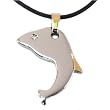 Dolphin Necklace Stainless Steel Gold Accent on Black Cord By Bucasi