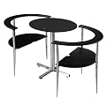 Premier Housewares Love Dining Table and Chair Set, Round Shaped with Black Tempered Glass Top and Chrome Legs, 75 x 80 x 94 cm, 3-Piece