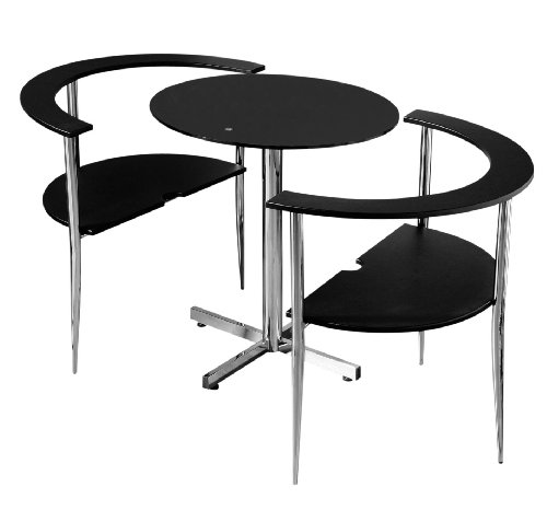 Premier Housewares Love Dining Table and Chair Set, Round Shaped with Black Tempered Glass Top and Chrome Legs, 75 x 80 x 94 cm, 3-Piece top Bistro sets Premier Housewares Love Dining Table and Chair Set, Round Shaped with Black Tempered Glass Top and Chrome Legs, 75 x 80 x 94 cm, 3-Piece picture