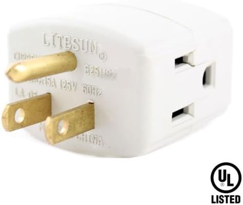 PartPass 3 Triple Grounded Outlets 3 Prong AC Power In-Wall Adapter Mount Surge Tap UL Listed, White (US Seller)