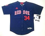 MLB Youth Boston Red Sox David Ortiz Team Color Applique Baseball Jersey (Dark Navy, Small)