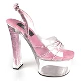 Sparklette 6 1/2 Inch Womens Sexy Evening Shoes High Heel Shoes Platform Sling Shoesback With Glitter Infused Heel Baby Pink Pleaser CLEARANCE