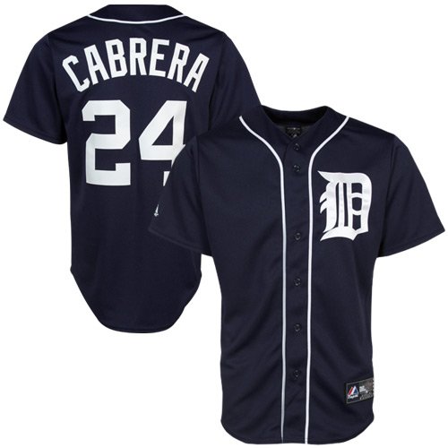 Majestic Miguel Cabrera Detroit Tigers #24 Replica Jersey - Navy Blue (Large)