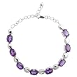 EXP Sterling Silver Oval Amethyst Link Bracelet