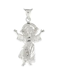 Sterling Silver White CZ Petite Baby Jesus 3.25cm Religious Pendant Charm