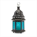 Moroccan Lantern Blue Glass Candle Holder Candleholder