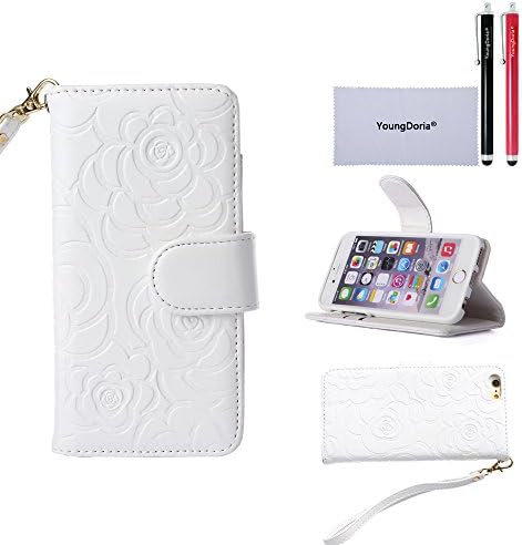 iPhone 6 Case Wallet, YoungDoria iPhone 6 Wallet Case, Camellia PU Leather Cover Skin Case Wallet Bumper Case for Apple iPhone 6 4.7'' (Camellia - White)
