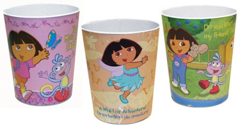 Dora the Explorer Waste Basket Size: 8.5 Dia X 10h We Choose Color and Design
