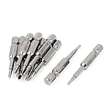 uxcell　トライアングルドライバー　ビット　三角形　磁気　六角シャンク　１０本入り　シルバートーン