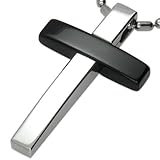 Urban Male Men's Black & Steel Simple Cross & Chain