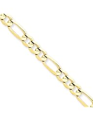 5.25mm, 14 Karat Yellow Gold, Open Concave Figaro Chain - 7 inch