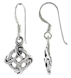 Sterling Silver "Infinity Cross in Wreath" French Ear Wire Celtic Dangle Earrings, 1 1/8" (29mm) tall