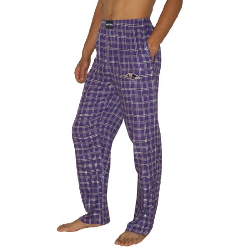 Mens NFL Baltimore Ravens Plaid Cotton Thermal Sleepwear / Pajama Pants - Purple (Size: S)