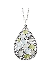 14K White Gold 6.6ct Spring Traditions Diamond & Multi-color Gemstone Necklace