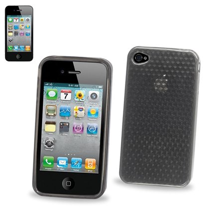 Fashionable Perfect Fit Polymer Protector Skin Cover Cell Phone Case for Apple iPhone 4 16GB 32GB AT&T - BLACK