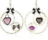 Betsey Johnson Valentine's Day Heart and Bow Gypsy Hoop Earrings