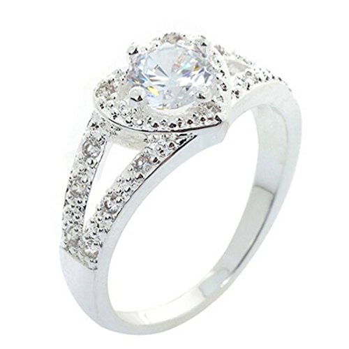 Sankuwen Women's Chic Sterling Silver Crystal Heart Shaped Love Wedding Ring (6)