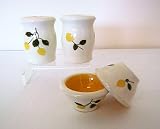 Review Ronnie's Terramoto Ceramic 81917LM / Ronnie's Terramoto Ceramic, Salt & Pepper Shakers plus 2 Mini Prep Bowls, Lemons with Sunflower Yellow Interior