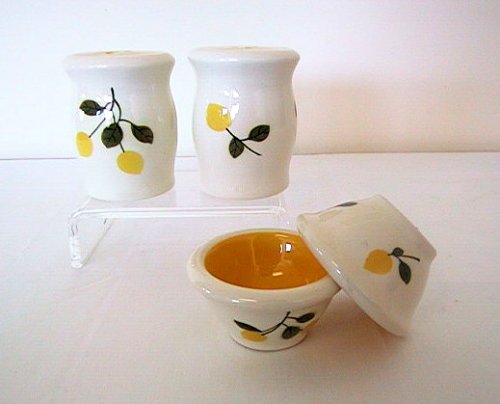 Buy Ronnie’s Terramoto Ceramic, Salt & Pepper Shakers plus 2 Mini Prep Bowls, Lemons with Sunflower Yellow Interior