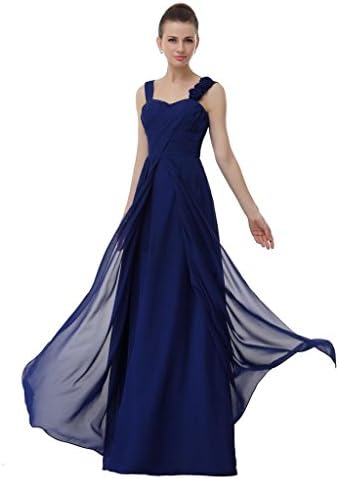 HaoSiJie Women's Shoulders Chiffon Bridesmaid Dress Size 8 US Royal Blue