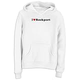 Sweatshirt Woman White " I Love Rockport " Maine Usa City