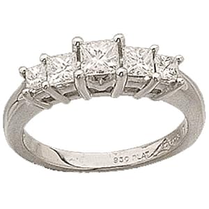 Platinum Princess Cut Diamonds Anniversary Ring