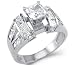 Large Solid 14k White Gold Princess Cut CZ Cubic Zirconia Engagement Ring 2.0 ct