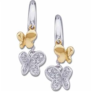 Two Tone Flirty Butterfly Diamond Earrings