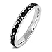 Women's Stainless Steel Eternity Ring Band CZ Black Wedding Charm Elegant