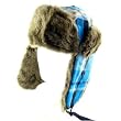 Nwt Plaid Faux Fur Pilot Trapper Trooper Hat Turq Blue
