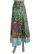 Silk Wrap Skirt Vintage Green Sarong Wrapskirt for Women