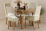 3ft x 3ft Solid Oak Extending Dining Table + 4 Cream Leather Chairs (Seats Up To 6 People Extended)