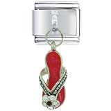 Rhinestone Sandal Red Italian Charms Bracelet Link