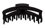 Caravan Large Flat And Cool Patent Covered Spring Hair Claw In Black