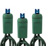 Blue - 50 LED Bulbs - Wide Angle Lens - Length 25 ft. - Bulb Spacing 6 in. - Green Wire - Polka Dot Christmas Mini Light String - Superior Holiday Lighting 110301466