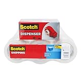 Scotch Packaging Tape, 1.88 Inches x 54.6 Yards, 6 Rolls of Tape and DP300-RD Dispenser (3850-6BD)