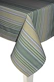 Mahogany Summer Stripe Tablecloth, 60 by 90-Inch, Yellow and Green Stripe