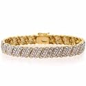 Vermeil (24k Gold over Sterling Silver) Genuine Diamond Accent S Design Tennis Bracelet