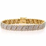 18K Gold Over Sterling Silver Diamond Accent S Tennis Bracelet