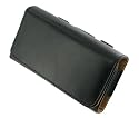 PCMicrostore Apple iPhone Black Leather Texture Horizontal Holster Carrying Case With Belt Loop And Clip