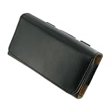 PCMicrostore Apple iPhone Black Leather Texture Horizontal Holster Carrying Case With Belt Loop And Clip