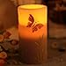Home impressions Spring Flameless LED Candle with Timer, Embossed Purple Butterfly and Work with 2 C Battery